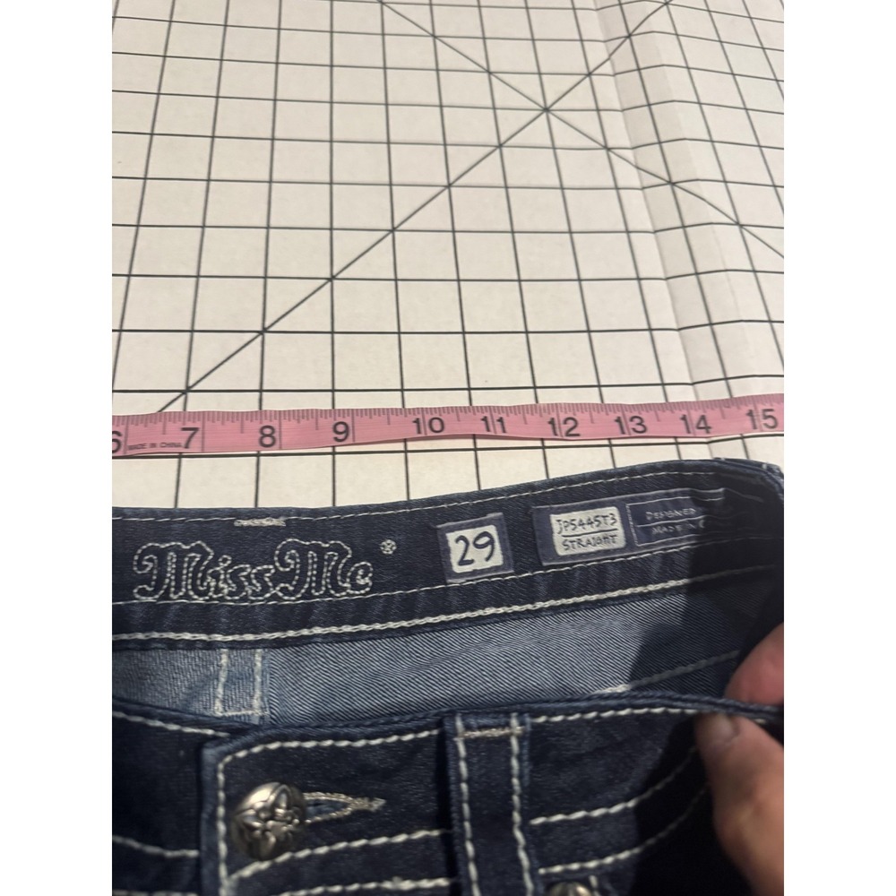 Miss Me Shorts Womens 29 Blue Denim Cuffed Hot Pants Rhinestone JP5445T2 - Picture 2 of 8